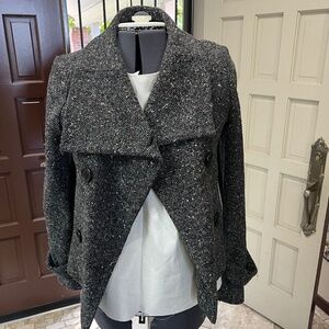 JOSEPH Grey Multi Wool flecked short trench style jacket Size 40